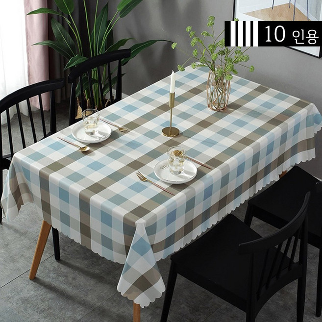 방수식탁보 12인용(135 x 274cm) 노블 체크 인테리어용으로, 8인용(135x200cm), 방수-노블 체크