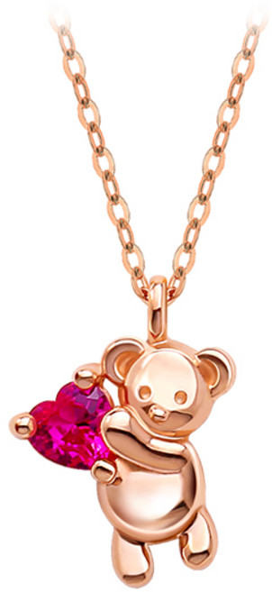 [골드팡] 14k 러블리베어 목걸이(당일도착) 여성 데일리 곰돌이 하트큐빅 포인트 여자친구 생일 기념일 우정템 레이어드