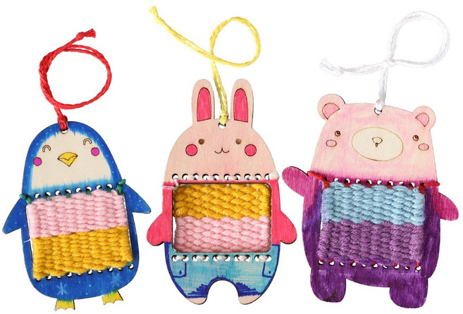 직조 위빙 애니멀 가방고리 만들기 (컬러링) / diy 위빙틀 컬러링 직조기 직조틀, 토끼, 1개