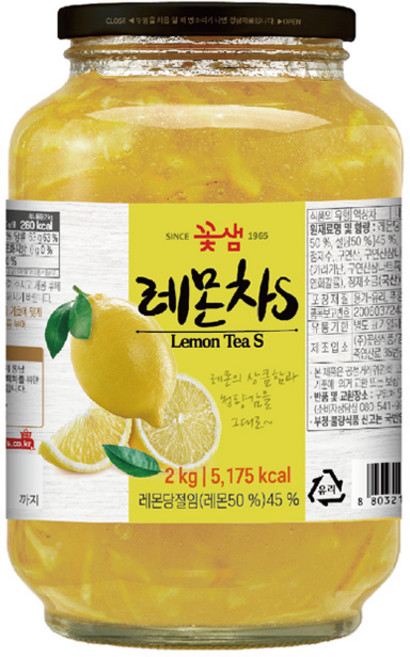 꽃샘 꿀레몬차S, 2kg, 1개입, 4개, 2kg