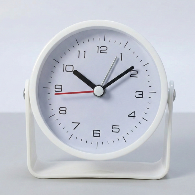 에이빈 레트로 무소음 알람 탁상시계, 화이트