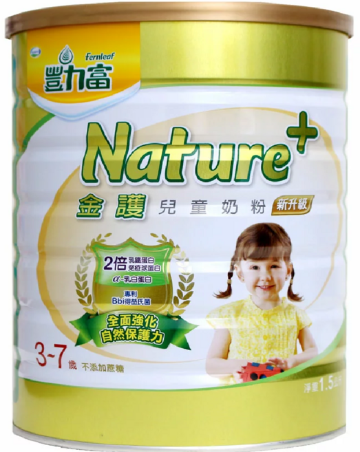豐力富 金護兒童奶粉，Nature+新升級配方，3-7歲適用，添加α-乳白蛋白，不添加蔗糖, 1.5kg, 1個