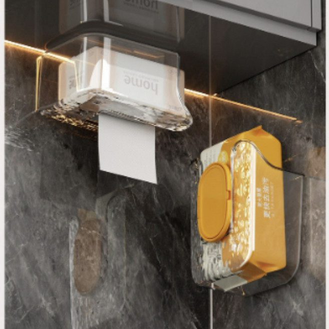 아임봄 벽에 붙이는 비데 물티슈 보관 케이스, 1개, 투명