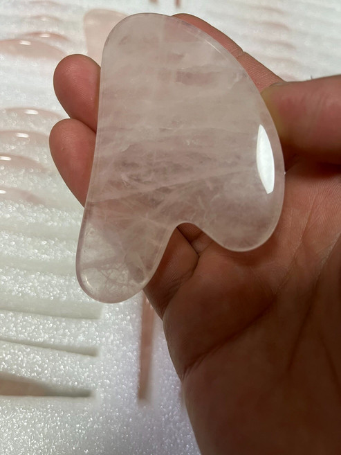 加厚 粉水晶 玉石 刮痧板 臉部 美容 提拉 刮臉板 滾輪, 1個, 如圖所示