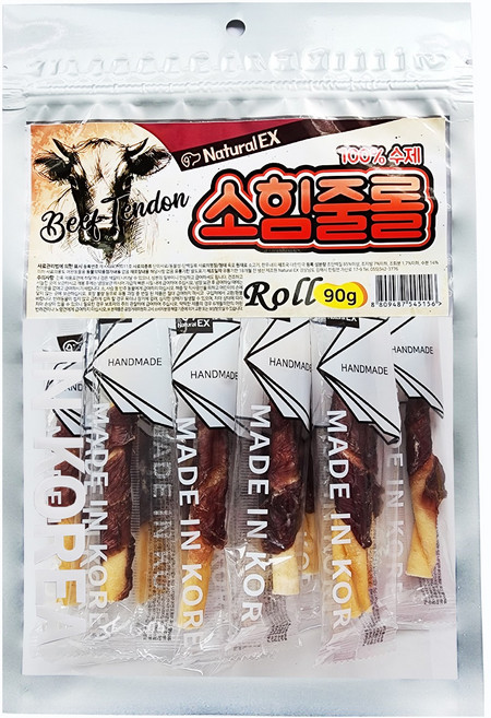 네츄럴이엑스 소힘줄롤, 소고기, 90g, 1개