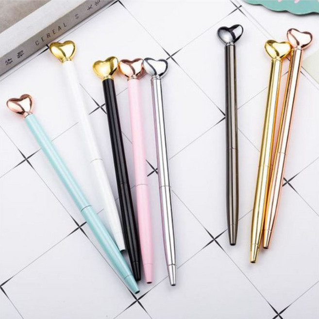 메탈 하트 볼펜 펜 고급 판촉물 인쇄가능, [인쇄-포함] 블루