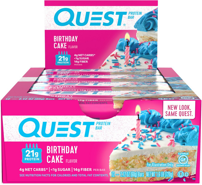 QUEST NUTRITION 高蛋白能量棒 60g, Birthday Cake, 12入