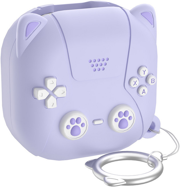 투에이비 갤럭시 버즈 실리콘 고양이 게임기 케이스, 1개, 퍼플, 갤럭시 버즈 라이브/버즈2/프로/프로2/FE