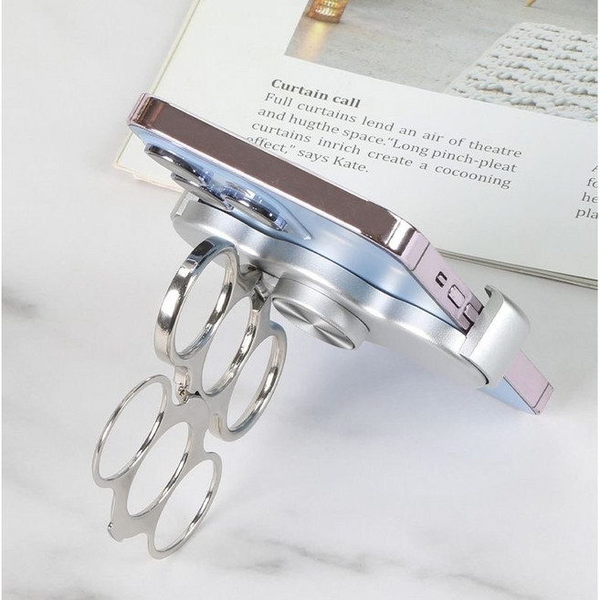 버딩 듀얼 링 스탠드 거치대 휴대폰 접이식 핸드폰 거치대, 1개, 실버