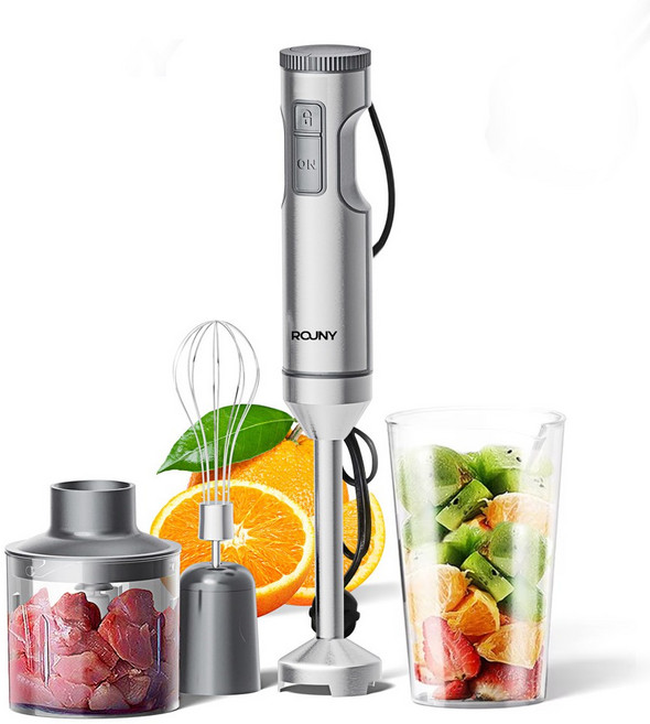 ROUNY 핸드블렌더 세트 스테인리스 푸드 믹서기 다기능 4in1, H1