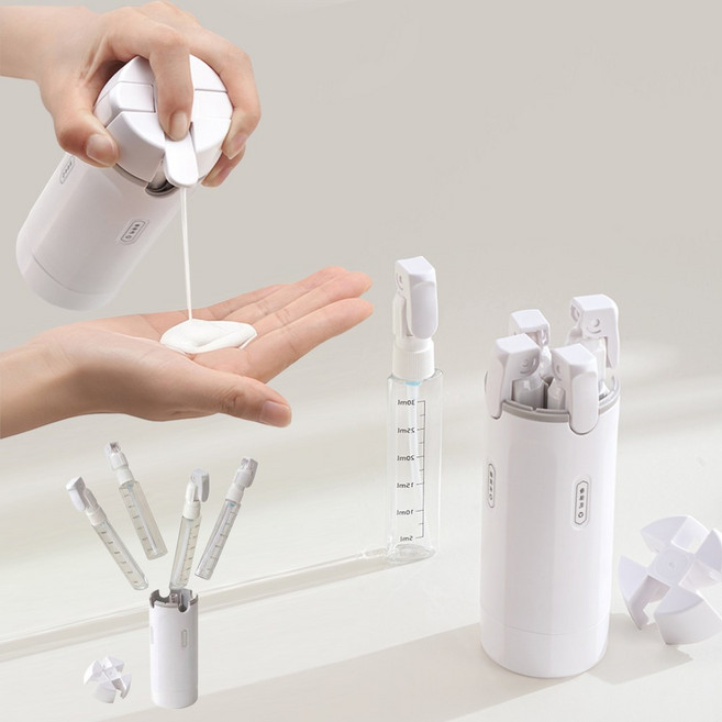 모먼토 트래블보틀 올인원 디스펜서 휴대용 샤워보틀 공병 기내반입, 1개, 화이트