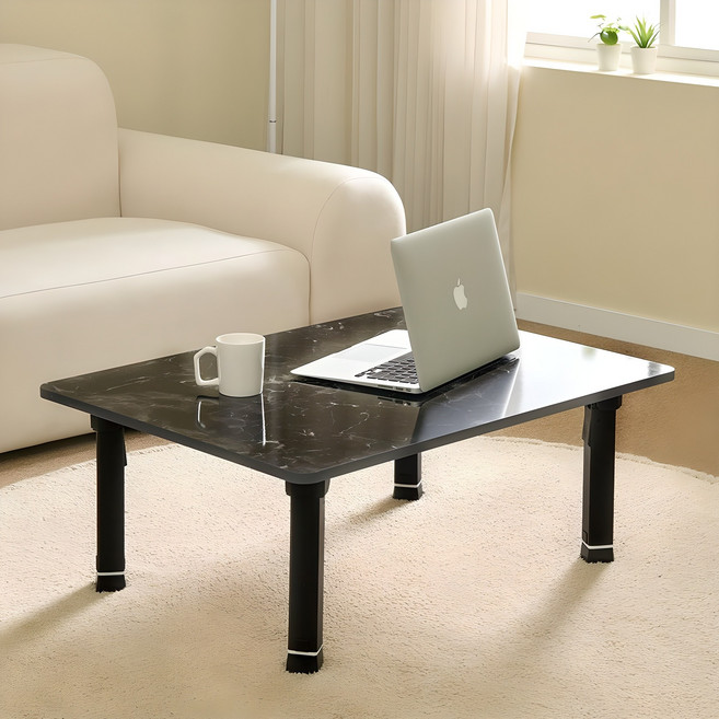 아이캔컴퍼니 국내생산 E0 LPM 4단 높이조절 베이직 접이식 테이블, 블랙마블