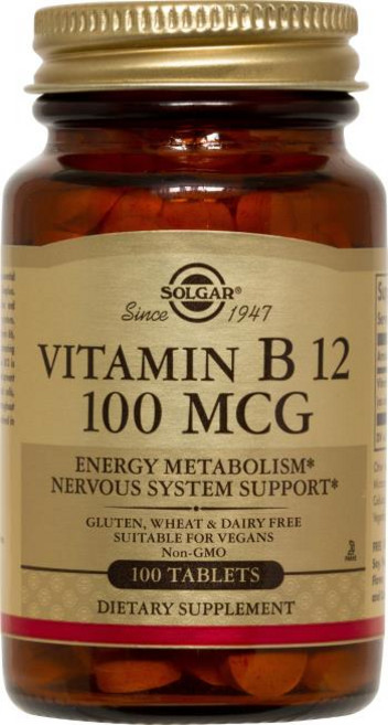 SOLGAR 維他命B12素食無糖錠 100mcg, 100顆, 1罐