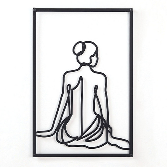 인테리어 장식 소품 라인 드로잉 철재 벽걸이 액자, C(뒷모습)