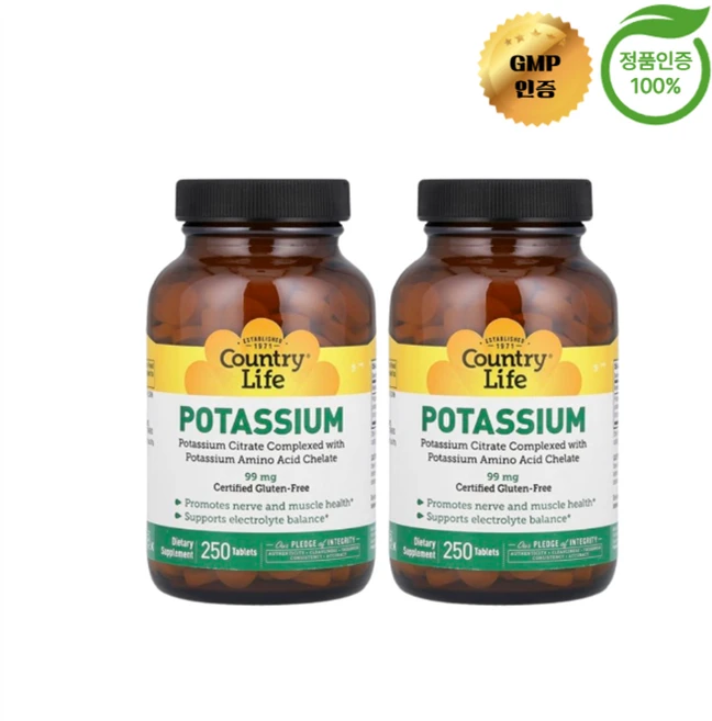 1+1 컨트리 라이프 칼륨 99mg 250정, 2개 - 쿠팡