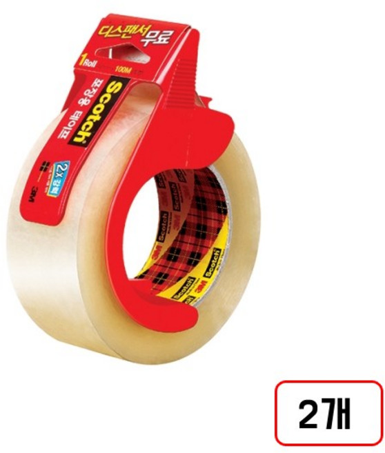 3M)포장용테이프(3615/48*100m/투명+디스팬서무료), 2개