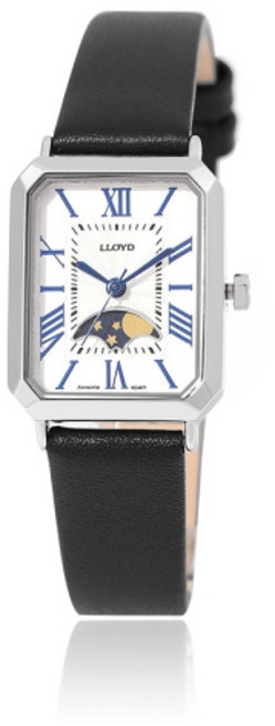 로이드 시그니처 어썸스퀘어 문페이즈 블랙 여성 가죽시계 LL2M18606XSB