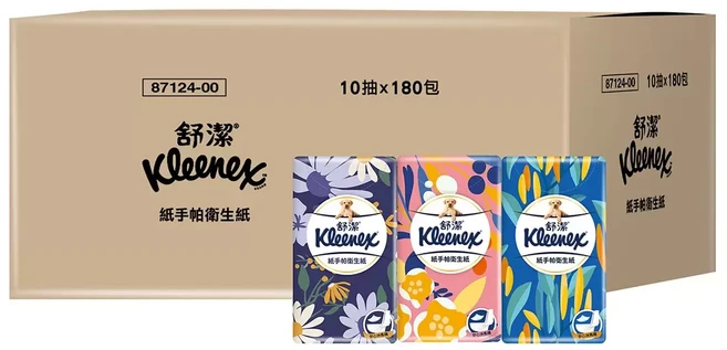 舒潔 紙手帕衛生紙 10抽 x 180包, 180個, 10張