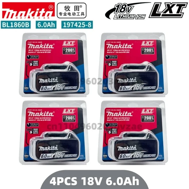 마키타 정품 6Ah 배터리 (마키타 18V 배터리 BL1830B BL1850B BL1850 BL1840 BL1860 BL1860B 호환) 교체용, 13 Makita 6Ahx4-X