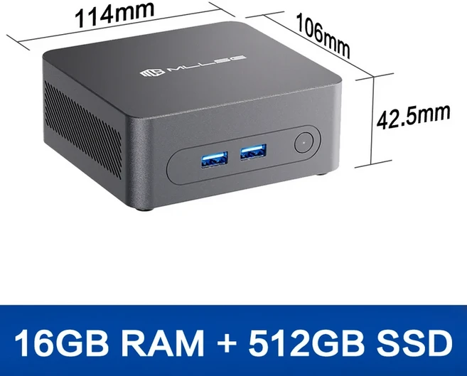 MLLSE G3 미니 PC 인텔 알더레이크 N100 DDR4 8GB/16GB 램 저장용량 WiFi 5 BT4.2 윈도우 11 Pro 데스크탑, 01 EU And US PLUG, 01 16GB RAM 512GB ROM