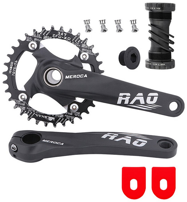알루미늄 합금 MTB 크랭크셋 산악 자전거 하단 브래킷 포함 170mm 104BCD 34T, 01 Mtb black crank, 1개