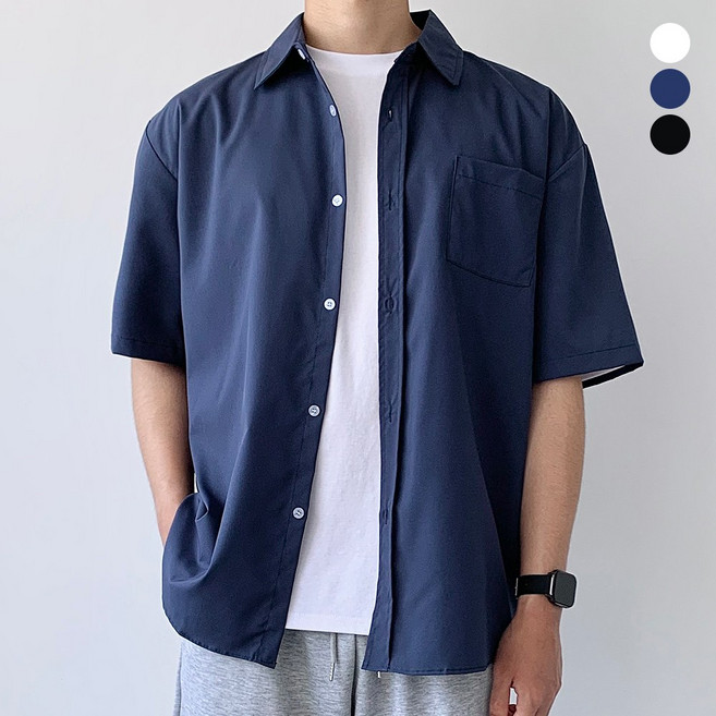 [링클프리] 미제이 남자 반팔 셔츠 오버핏 남방