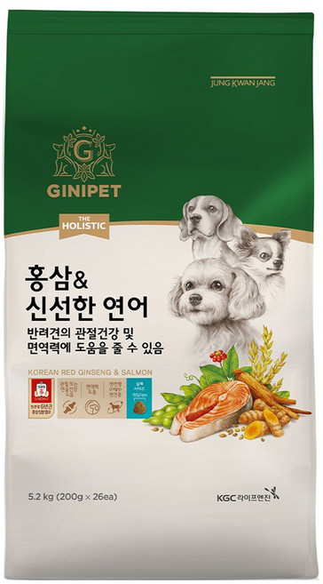 정관장지니펫 강아지 더홀리스틱 홍삼 앤 기능성 사료, 뼈/관절강화, 5.2kg, 1개