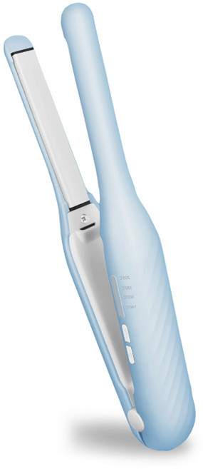 해브유 휴대용 미니 무선 고데기 USB 충전식 뿌리 볼륨 판고데기, 블루