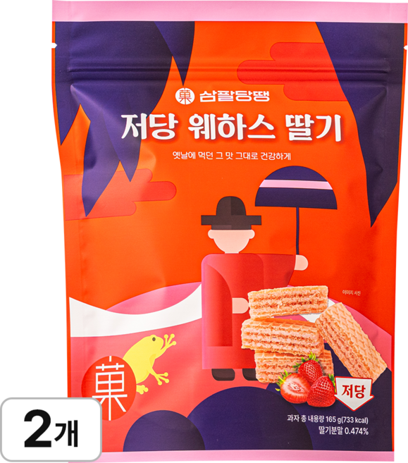 삼팔당땡 저당 웨하스 딸기, 2개, 165g