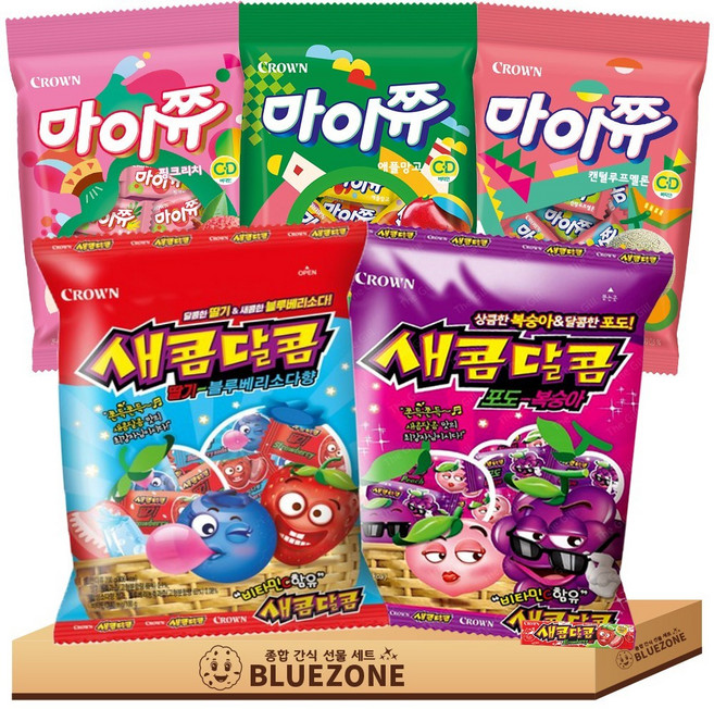 츄잉젤리 대용량 B세트 마이쮸핑크리치1 마이쮸애플망고1 마이쮸캔털루프멜론1 새콤달콤딸기블루베리소다1 새콤달콤포도복숭아1 하스1, 1개