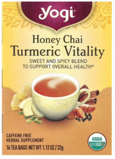요기티 강황 튜메릭 바이터리티 허니 차이 카페인 무함유 16 티백 32g, 16개입, 1박스
