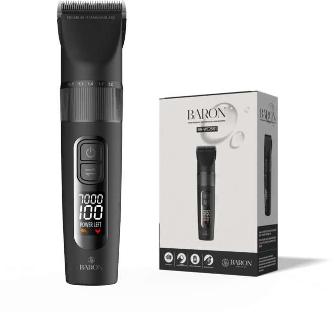 바론 전문가용 방수 바리깡 이발기, 블랙