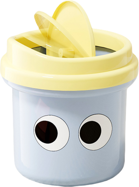 유포유 엠토이 귀여운 이모티콘 휴지통 소형 12L DA1380, 블루