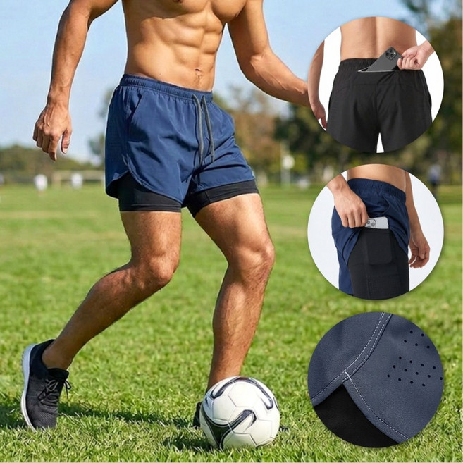 클라빈 남성 투인원 쇼츠 러닝 반바지 4부 트레이닝 헬스 숏 팬츠