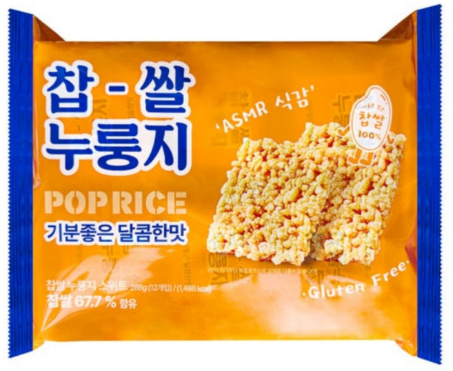 바삭한 누룽지 달콤한 맛 낱개 스낵 인간사료 건강간식, 1개, 288g