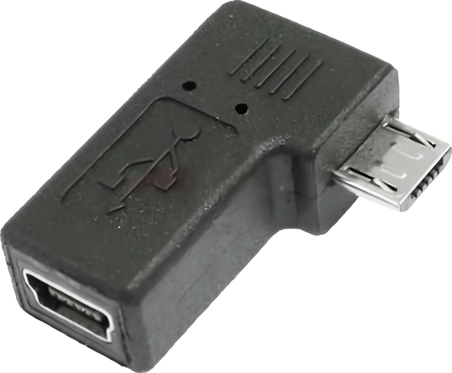 fujiei Mini USB母 轉 Micro USB公 90度L型轉接頭, 1個, 3cm, 黑色