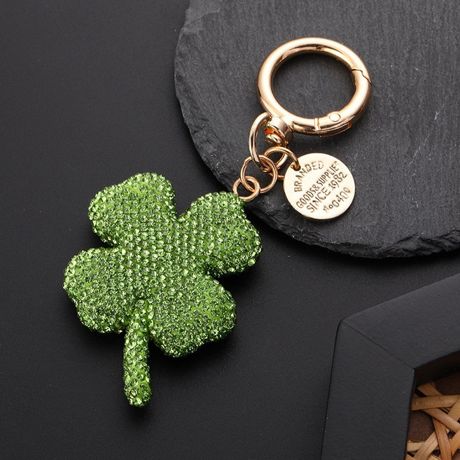 대어 행운 네잎 클로버 키링 가방장식 열쇠고리, 1개, 그린