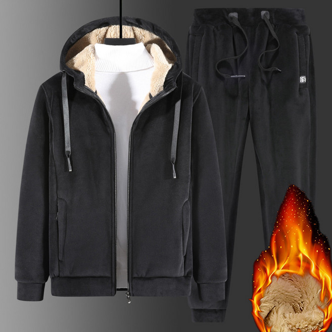 스타일닥터 겨울 실버 폭스 세트 남자 후드 빅사이즈 맨투맨 중장년 기모 세트 패션 트렌디 캐주얼