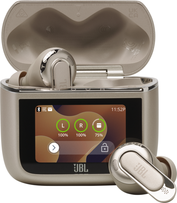삼성공식파트너 JBL TOUR PRO3 노이즈캔슬링 블루투스 무선 이어폰 디스플레이 스마트케이스, 라떼