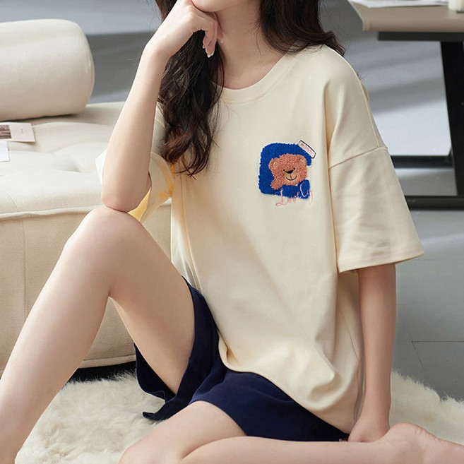 短袖圓領睡衣 居家服 可愛印花 輕薄舒適 兩件式睡衣 女睡衣