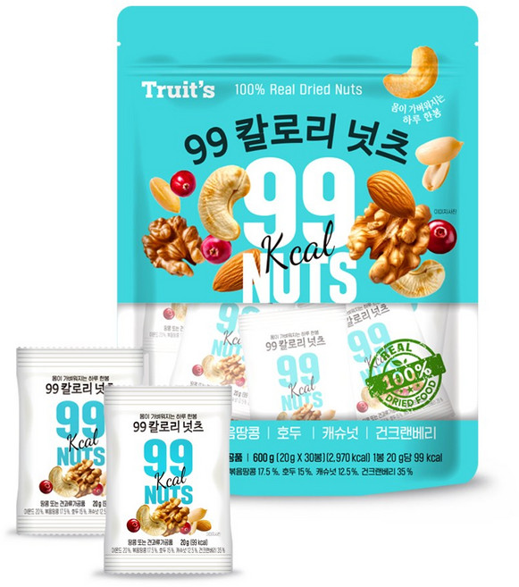 트루잇츠 99칼로리 넛츠 20g 하루견과 30개 한번 먹기 편한 소포장