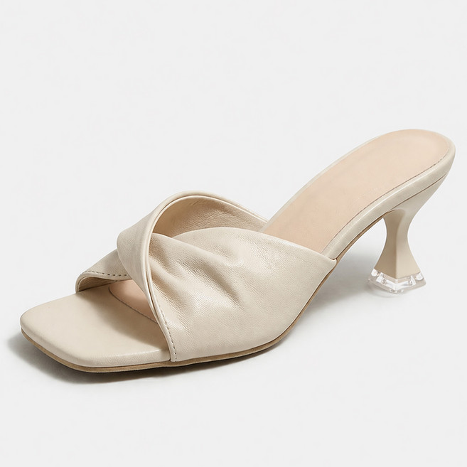 타니즈 릴라 꼬임 여성용 스틸레토 힐 오픈뮬 미들 힐 (6cm)