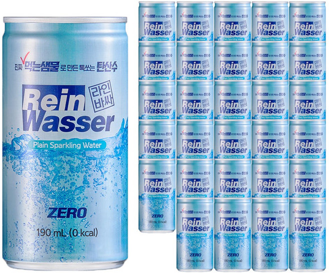 라인바싸 플레인 탄산수, 190ml, 30개