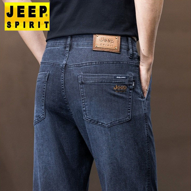 JEEP SPIRIT 지프 스피릿 청바지 남자 여름 새로운 패션 남성 바지 캐주얼 팬츠 느슨한 스트레이트 여름바지 스트레치 바지 중간 허리 얇은 남성 청바지 3001