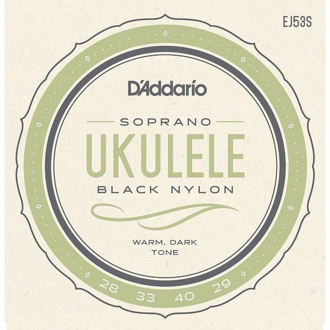 D'addario EJ53S 21吋烏克麗麗弦 黑色尼龍 溫暖的深沉音色, 1個