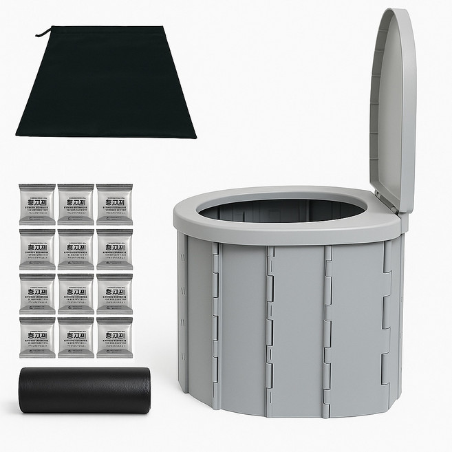 파파스 접이식 캠핑 변기 차박 휴대용 간이화장실 응고제 리필봉투 풀세트, 그레이, 1개