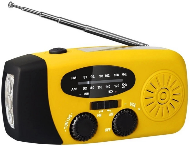 應急防災手搖收音機 老人收音機 AM/FM/WB隨身聽 太陽能手電筒, 升級2000mah太陽能+手搖發電 黃色, s200