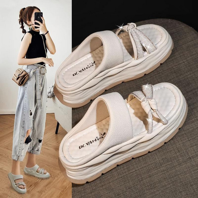 여성여름슬리퍼 쿠션 무중력 통굽 사무실 샌들 발편한 소프트