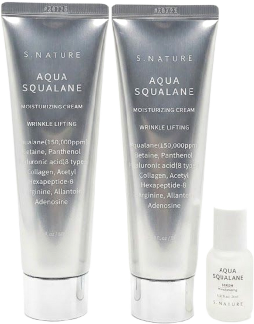 에스네이처 아쿠아 스쿠알란 수분크림 80ml 더블기획 (+세럼10ml), 2개