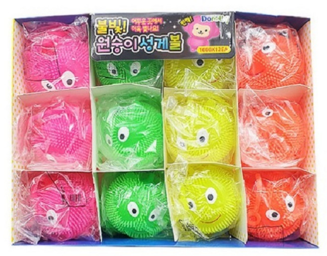 도로시 불빛 원숭이 성게볼 70mm 야광 요요 장난감 공 1갑 12개입, 1개